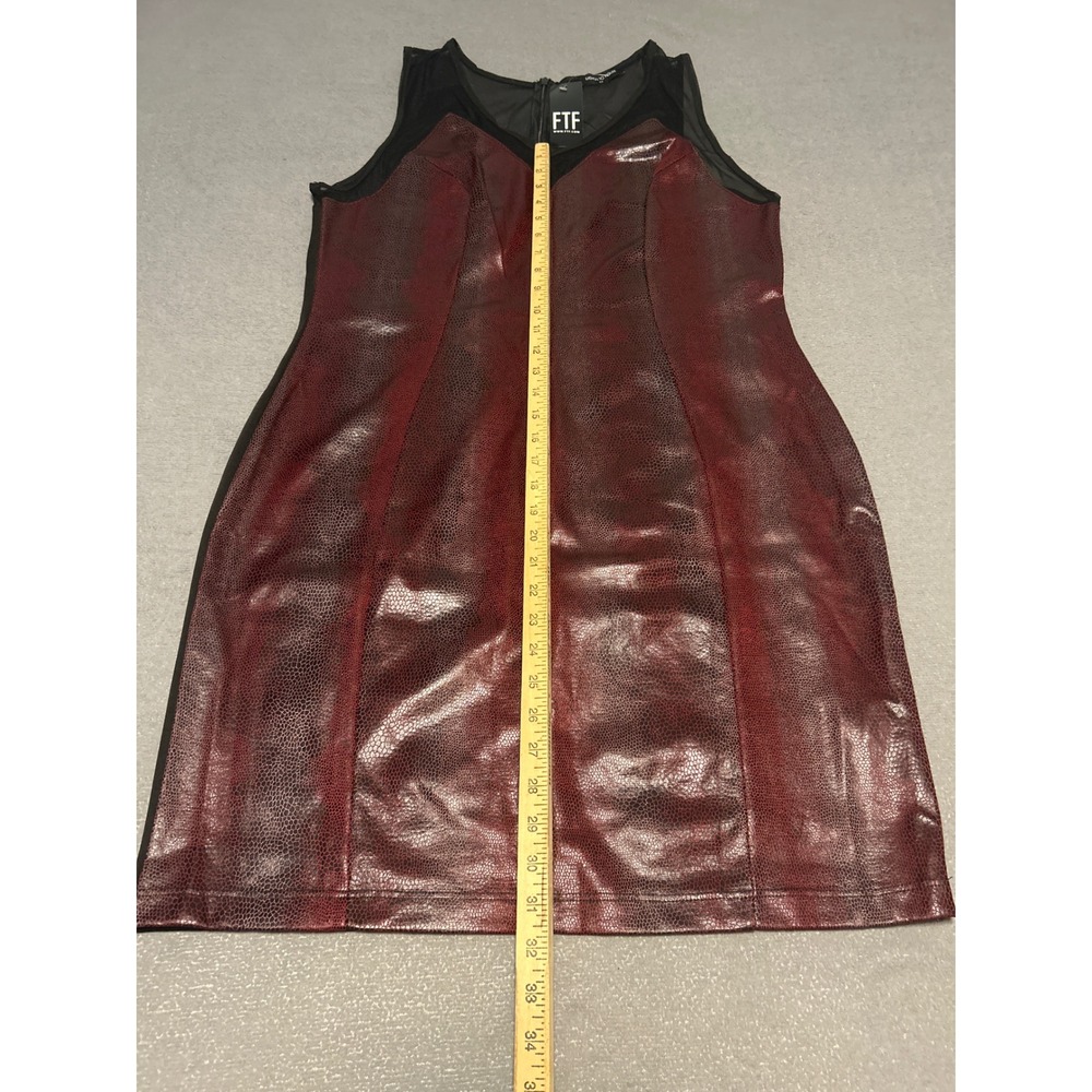 Fashion To Figure Burgundy Snakeskin Faux Leather Mesh Dress 3X Bodycon - Picture 4 of 7
